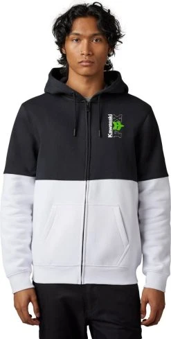 Fox Racing X Kawasaki 2023 Zip Up Sweatshirt Black/White