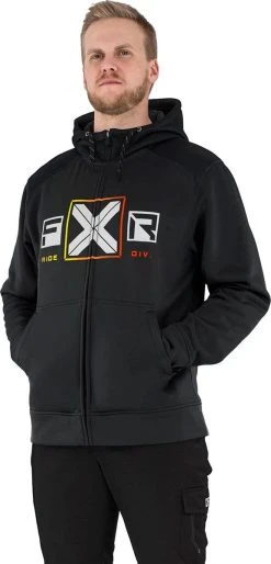 FXR Maverick Tech Hoodie Zip-Up Sweatshirt Black/Inferno
