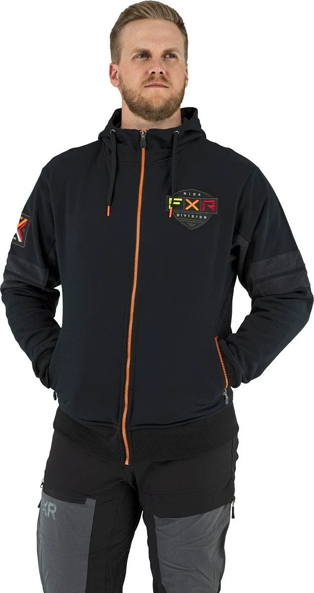 FXR Ride Zip-Up Hoodie Sweatshirt Black/Inferno 1 FXR Ride Zip-Up Hoodie Sweatshirt Black/Inferno