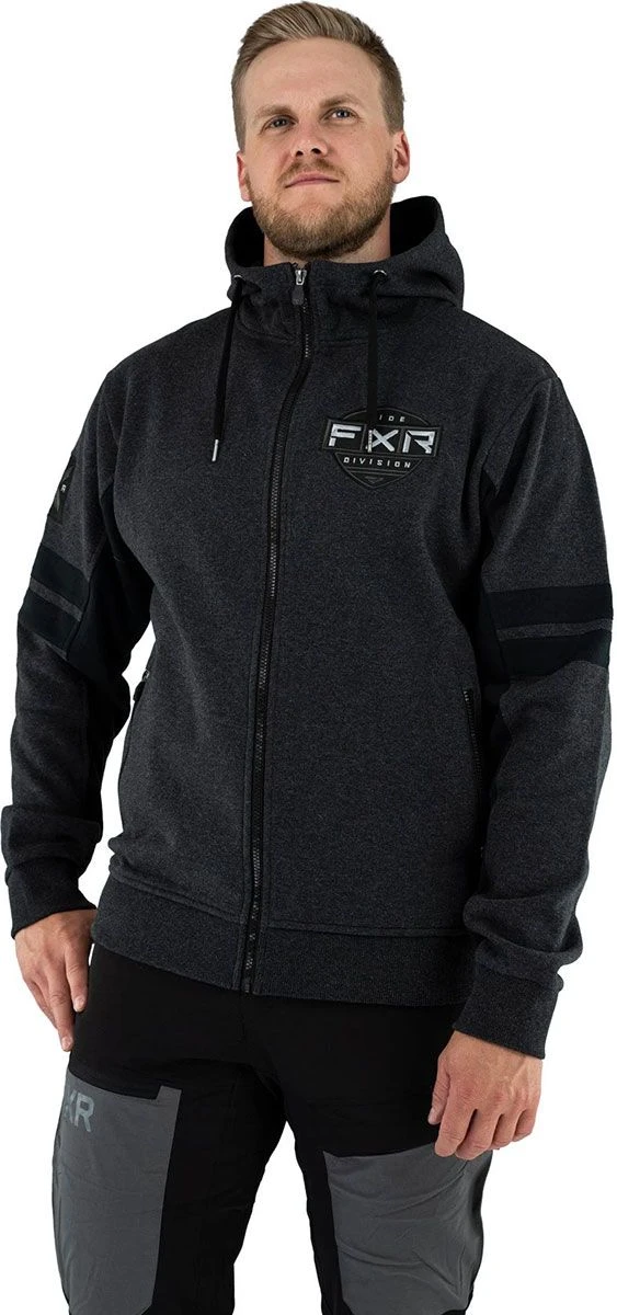 FXR Ride Zip-Up Hoodie Sweatshirt Heather Charcoal/Black 1 FXR Ride Zip-Up Hoodie Sweatshirt Heather Charcoal/Black