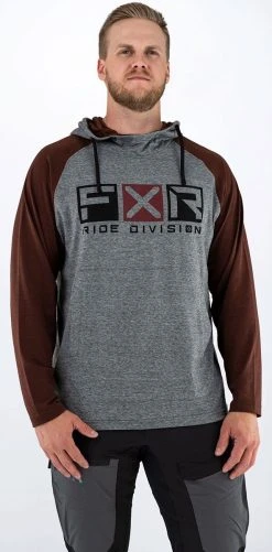 FXR Trainer Lite Tech Pullover Hoodie Sweatshirt Heather Grey/Rust