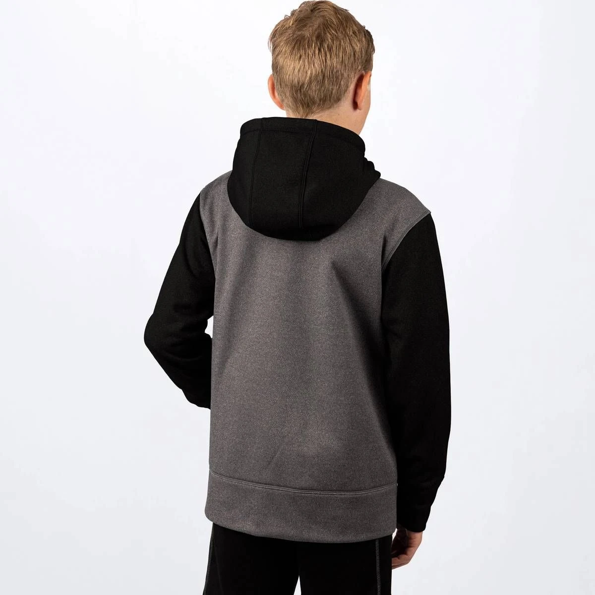 FXR Helium Tech Youth Pullover Sweatshirt Char Heather/Lime 2 FXR Helium Tech Youth Pullover Sweatshirt Char Heather/Lime - Image 2