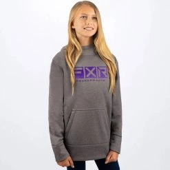 FXR Helium Tech Youth Pullover Sweatshirt Grey Heather/Purple Fade