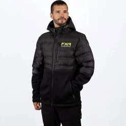 FXR 2022 Excustion Lite Hybrid Quilted Zip-Up Sweatshirt Black/Hi Vis