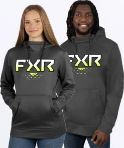 FXR Race Helium Tech Pullover Hoodie Sweatshirt Charcoal/Hi-Vis