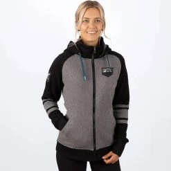 FXR Ride Womens Zip Up Sweatshirt Grey Heather/Ocean