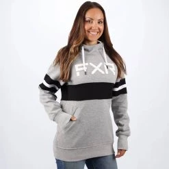 FXR Stripe Womens Pullover Sweatshirt Grey Heather/Black