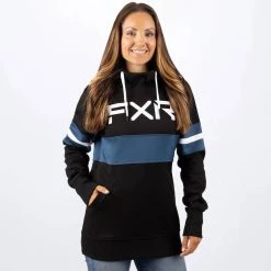 FXR Stripe Womens Pullover Sweatshirt Black/Ocean