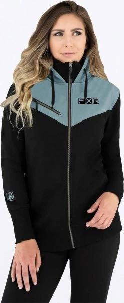 FXR Task Womens Zip-Up Sweatshirt Black/Sage