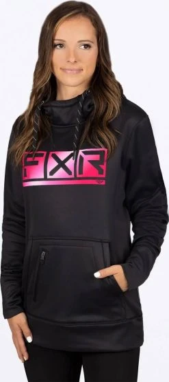 FXR Podium Tech Womens Pullover Hoodie Sweatshirt Black/Rasberry