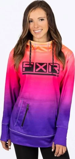 FXR Podium Tech Womens Pullover Hoodie Sweatshirt Neon/Fusion
