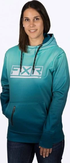 FXR Podium Tech Womens Pullover Hoodie Sweatshirt Mint/Fade
