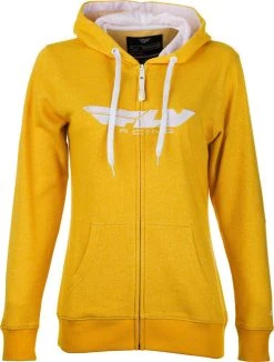 Fly Racing Corporate Womens Zip Up Hoodie Sweatshirt Mustard