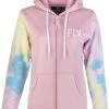 Fly Racing Tie-Dye Womens Zip Hoody Sweatshirt Pink/Yellow