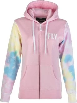Fly Racing Tie-Dye Womens Zip Hoody Sweatshirt Pink/Yellow