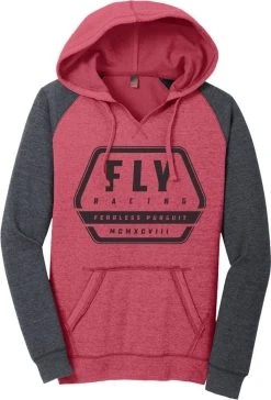 Fly Racing Track Womens Sweatshirt Red Heather/Charcoal