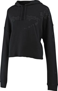 Troy Lee Designs Signature Floral Crop Womens Pullover Sweatshirt Black