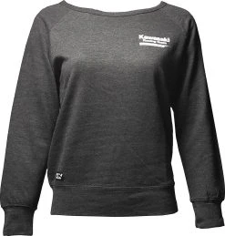 Factory Effex Kawasaki Womens Crew Sweatshirt Charcoal
